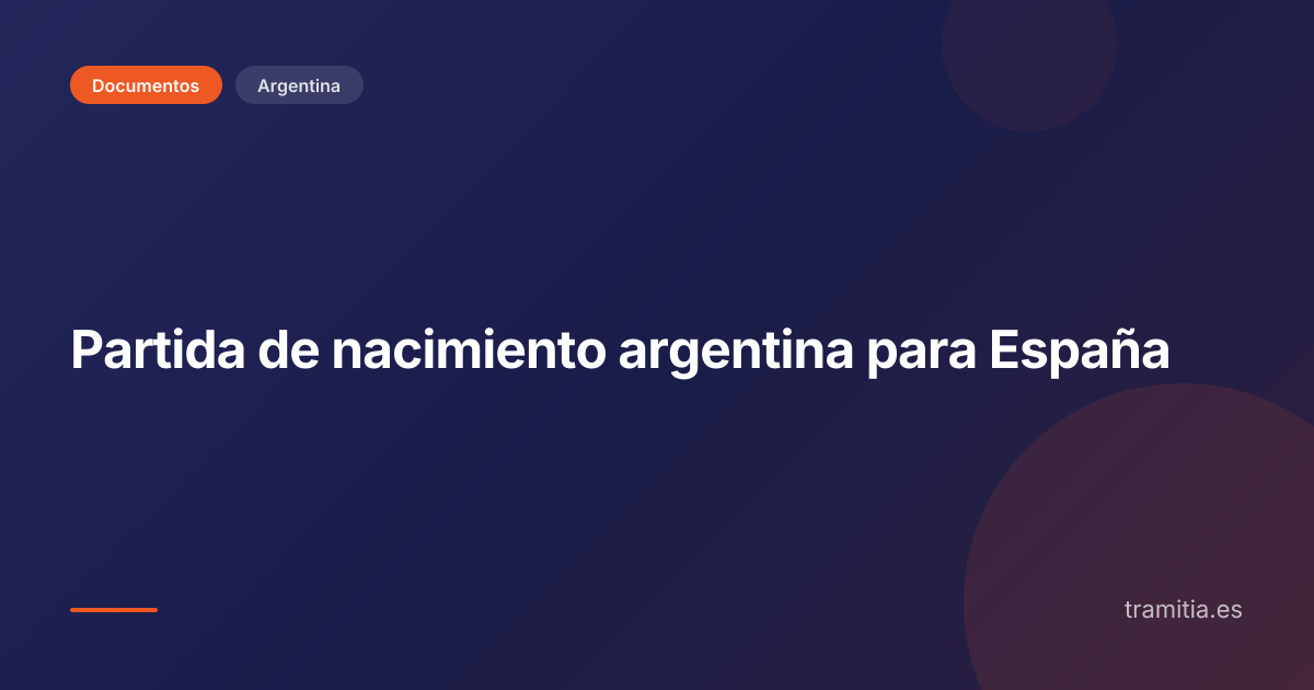 Partida de nacimiento argentina para España